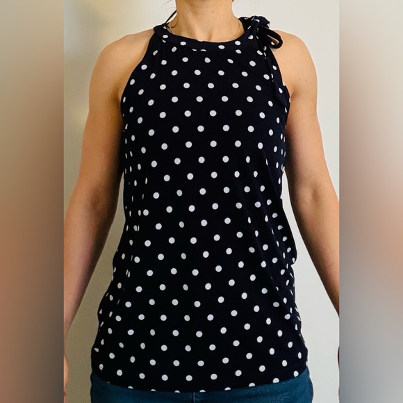 Banana Republic Navy Blue and White Polka Dot Blouse - Picture 3 of 4